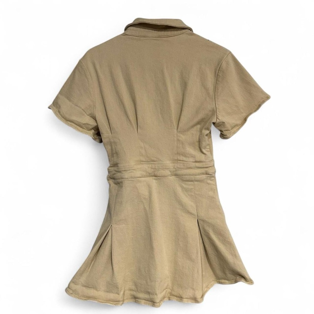 Structured Button-Front Mini Dress in Cream - Picture 5 of 7